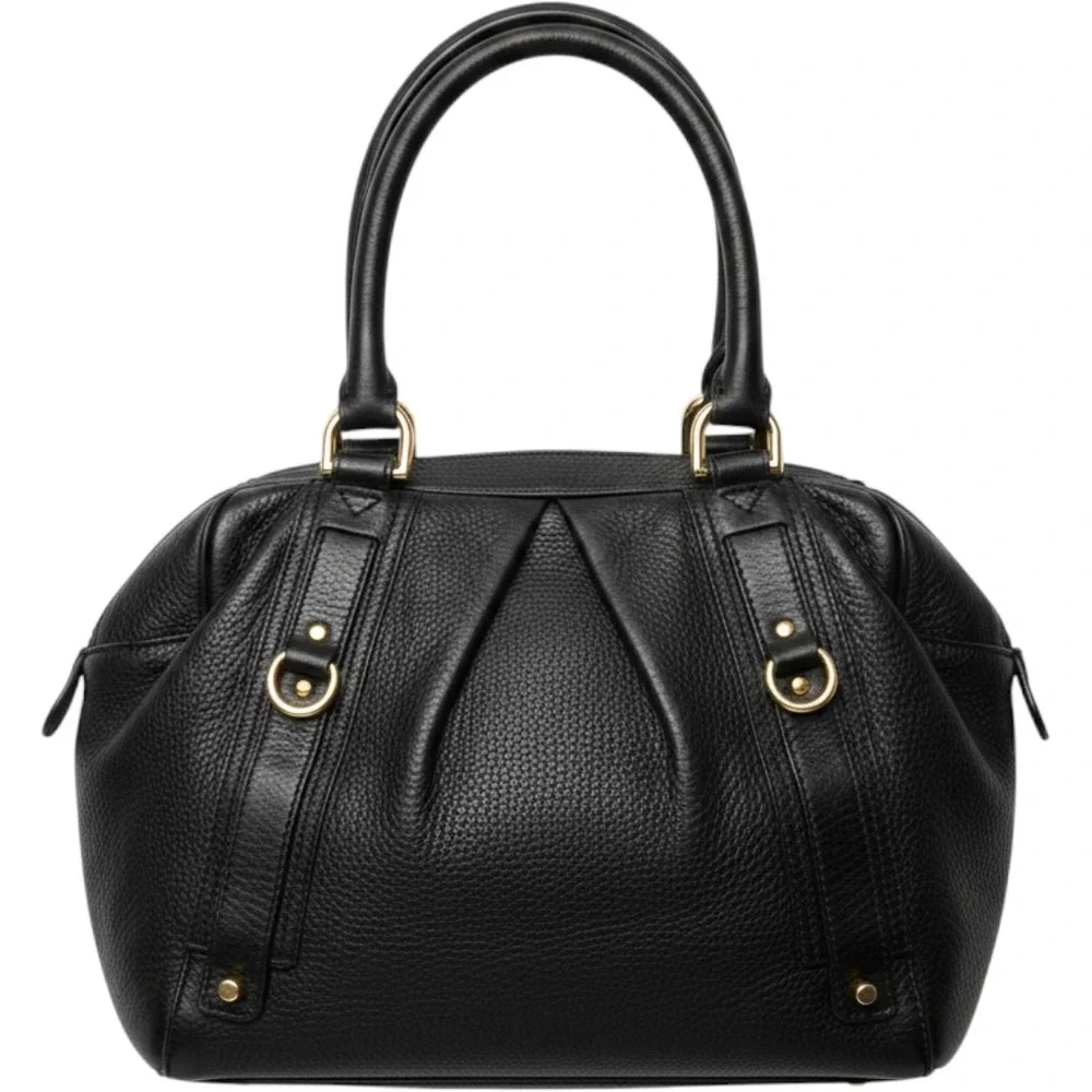 Burberry Black Pebbled Leather Satchel Vintage Y2K Quiet Luxury Designer Handbag
